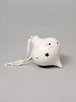 Ёлочный шар с подсветкой Снежный, 10.78.58.5 см, 1 LED, от батареек LR443, керамика, свечение тёплое белое - Luazon lighting фото 3