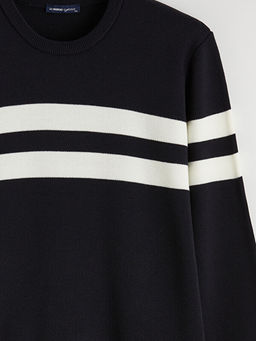 Bisiklet Yaka ?izgili Erkek Triko Kazak