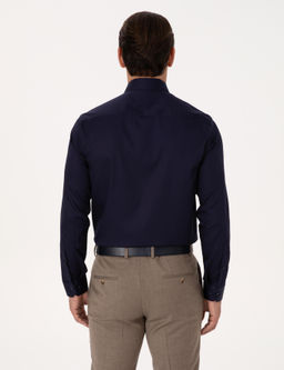 Lacivert Slim Fit %100 Pamuk Non Iron Kolay _t_lenebilir Klasik G_mlek - Cacharel фото 5