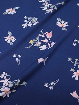 Штапель Премиум Цветочная пьеса на темно-синем, ВИД2, СОРТ2, ш.1.43м, вискоза-100%, 120гр/м.кв - Купава фото 8