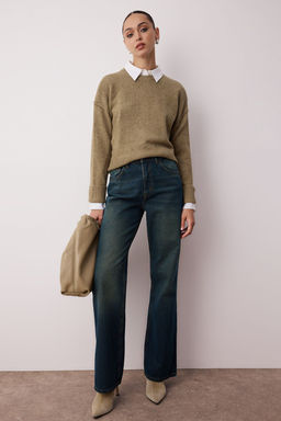 TRENDYOLMILLA Mavi Soluk Efekt Vintage Yuksek Bel Wide Leg Jeans TWOAW25JE00095  фото 4
