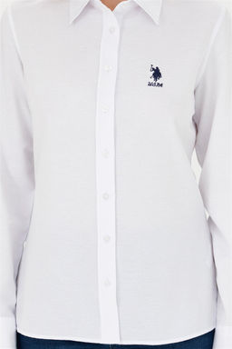 Женская белая базовая рубашка с длинным рукавом - U.s. polo assn фото 6