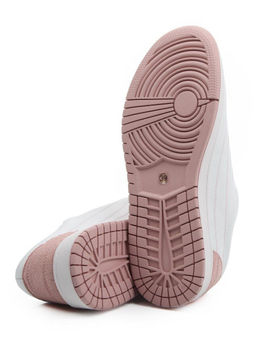 03-YA345-2 WHITE/PINK Полуботинки спортивные женские (натуральная кожа, натуральная замша)