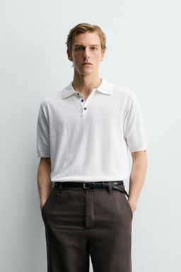 POLO PUNTO REGULAR FIT ALGOD?N - LINO / Blanco roto - Zara фото 2