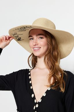 Bej Slogan Detayl? Has?r Kad?n Sapka TWOSS23SP00014 - Trendyolmilla фото 2