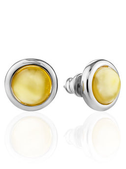 Небольшие серьги из медового янтаря с замочком-гвоздиком Ягодка