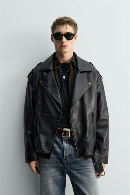 LEATHER BIKER JACKET LIMITED EDITION - Zara фото 2