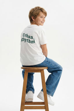 Beyaz Erkek Cocuk %100 Pamuk Slogan Bask?l? Oversize K?sa Kol Orme T-Shirt TKDSS25TS00101 - Trendyolmilla фото 5