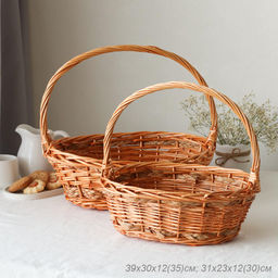 Корзина плетеная 2 штуки 37х30х12/32х24х10 см / S/2 22-43 /уп 28/светло коричневые