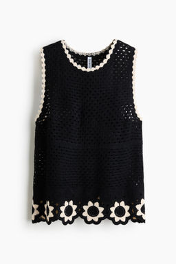 Crochet-look hole-knit top