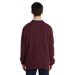 Свитер Timberland Sweater Phillips Brook Lambswool Cable Crew Regular бордовый  фото 6