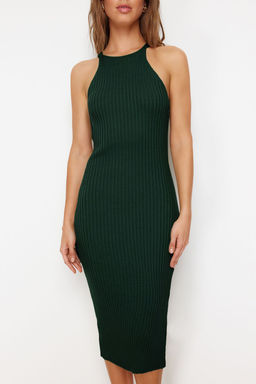 Zumrut Yesili 2li Yesili Midi Triko Basic H?rkal? Elbise TWOSS23EL00738