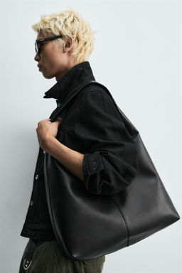 BOLSO SHOPPER LISO / Negro