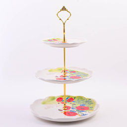 60287 Конфетница 3х-ярусная Цветущие Маки доломит LR (х16)