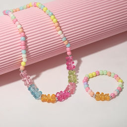 Цена за 2 шт. Набор детский «Выбражулька» 2 предмета: бусы, браслет, мармеладные мишки, d=5 см цветной