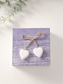 Шкатулка для украшений Сердечки белые на сиреневом квадрате, дерево, 12?12?5.3 см