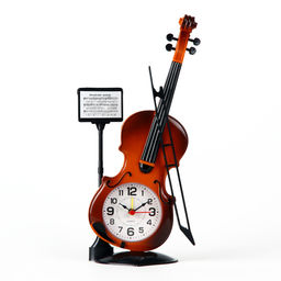 Часы - будильник настольные «Скрипка с пюпитром», дискретный ход, циферблат d=6.5 см, 17×10 см, от батарейки 1×АА
