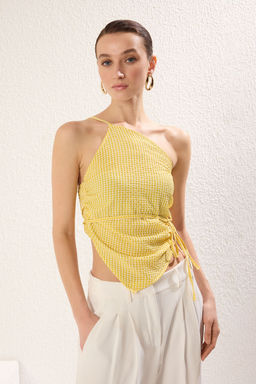 Sar? Tek Ask?l? Cizgili Dokuma Bluz TWOSS25BZ00350
