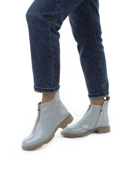 01-M43-9 GRAY/LT. BLUE Ботинки демисезонные женские (натуральная кожа)