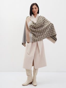 В составе шерсть и кашемир! Большой, мягкий, теплый двусторонний палантин с принтом - Tantino фото 2