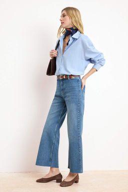 Mavi Yuksek Bel Az Esnek Culotte Bilek Boy Jeans TWOSS26JE00167 - Trendyolmilla фото 2