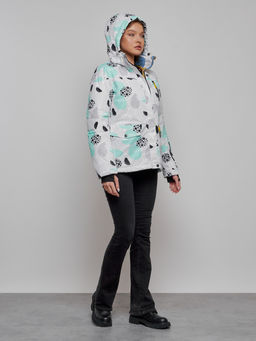 Горнолыжная куртка женская зимняя серого цвета 2302-1Sr