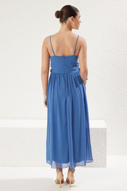 TRENDYOLMILLA Ekru Cicek Desenli A-Kesim F?rf?r Detayl? Astarl? Sifon Maxi Dokuma Elbise TWOSS23EL02013 фото 57