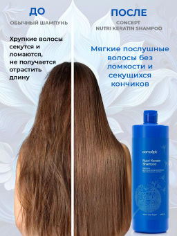 SALON TOTAL Repair Шампунь для восстановления волос (Nutri Keratin) Concept 1000 мл  фото 4