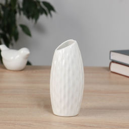 Ваза «Теган», бочка скос, 12.5×5 см, керамика, белая