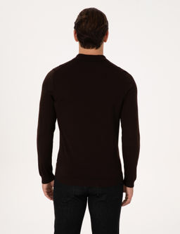 Kahverengi Slim Fit Pamuk Kar___ml_ Bisiklet Yaka Basic Triko Kazak - Cacharel фото 5