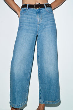 Z.08 BELTED WIDE-LEG CROPPED JEANS - Zara фото 10