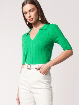 VILATTE / Поло тонкой вязки в широкий рубчик из хлопка с вискозой