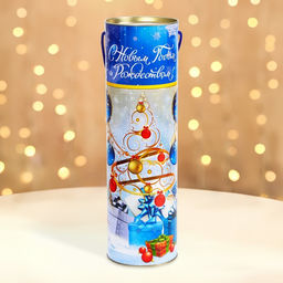 Подарочная новогодняя коробка - тубус «Синие шары», 99×340 мм