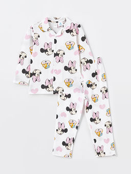 Polo Yaka K?sa Kollu Minnie Mouse Bask?l? K?z Bebek Pijama Tak?m