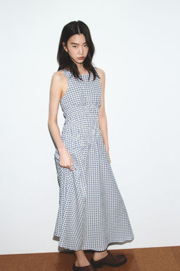 GINGHAM CHECK MIDI DRESS - Zara фото 4
