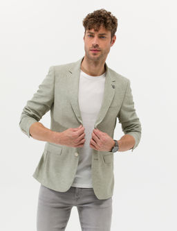 A__k Ye_il Ekstra Slim Fit Keten Kar___ml_ Blazer Ceket