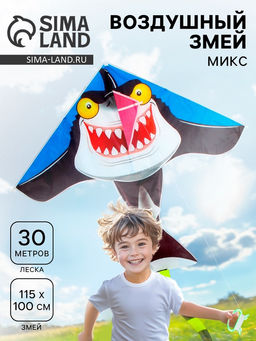 Воздушный змей «Акула», с леской, МИКС