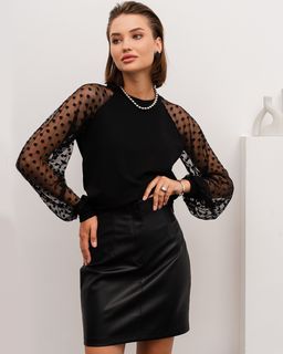 Свитшот с кружевным рукавом реглан 71.6.20