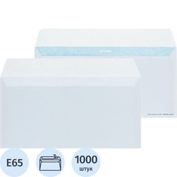 Конверт белый E65 стрип 110х220 80г КОМУС 1000шт/ уп