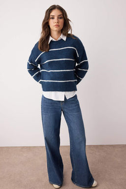 Ekru Genis Kal?p Yumusak Dokulu Basic Triko Kazak TWOAW23KZ00185 - Trendyolmilla фото 14