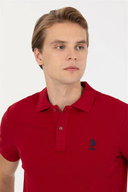 Мужская бордово-красная футболка с воротником поло Basic - U.s. polo assn фото 7