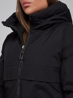 Зимняя женская куртка молодежная с капюшоном черного цвета 58622Ch - RoccaManer фото 18