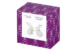 Набор д/специй 2 пр. 7*5,5*10 см Кролики белый с золотом - Elan gallery фото 5