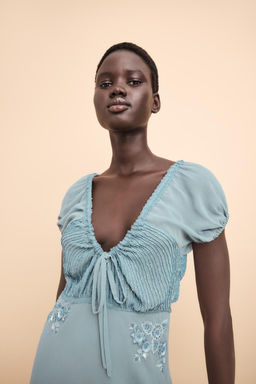 EMBROIDERED DRESS WITH SEQUIN AND BEAD EMBELLISHMENT - Zara фото 2