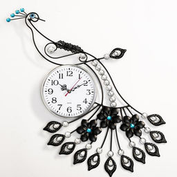 Часы настенные интерьерные «Павлин со стразами», серия: Ажур, бесшумные, плавный ход, 46×47.5 см, d=15 см
