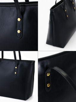 Сумка-шопер женская на молнии, размер 30.5×12×27 см, однотонная, чёрная