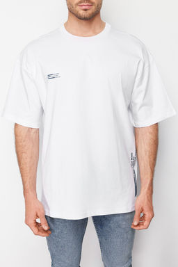 TRENDYOL MAN Beyaz Oversize Yaz? Bask?l? %100 Pamuklu T-Shirt TMNSS24TS00075 - Trendyolmilla фото 3
