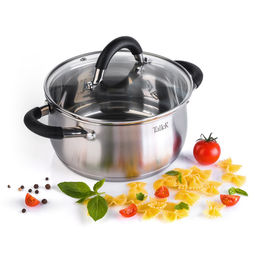 Кастрюля из нержавеющей стали Шелборн 2,2л, д18см, h9см, s0,6мм, дно s2,8мм, стеклянная жаропрочная крышка, стальной обод, пароотвод, силиконовые вставки черного цвета, капсулированное дно, полировка внешняя - матовая, внутренняя - зеркальная, мерн - Домашняя мода фото 4