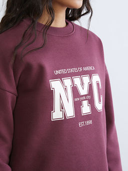 New York City Bask?l? Kad?n Kal?n Sweatshirt Tunik
