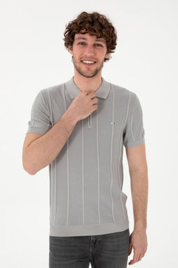 Erkek Slim Fit Polo Yaka A__k Gri Ti__rt - U.s. polo assn фото 3